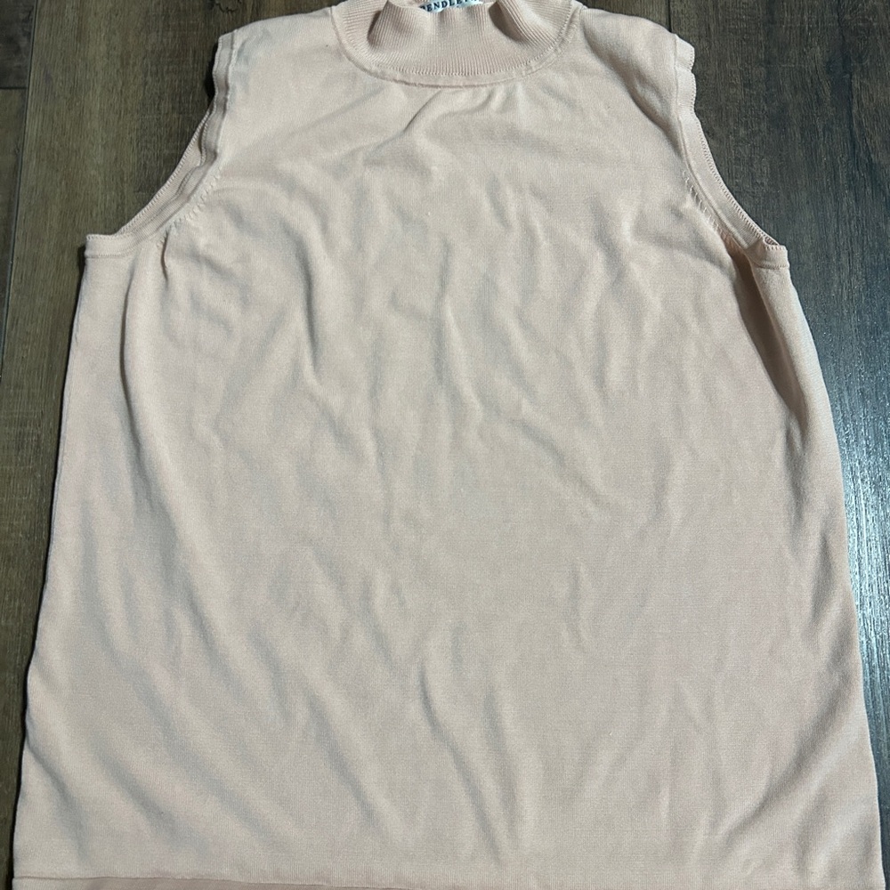 Pendleton Plus Silk Blend Mock Neck Sleeveless Knit Shell Top Pink 1X